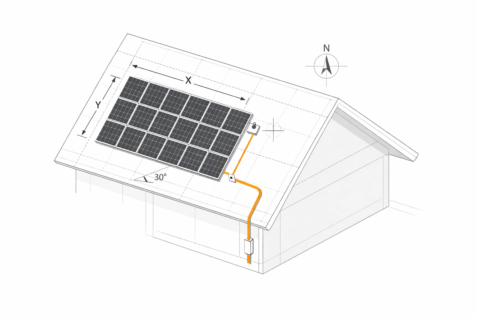 Technische Planung der Photovoltaik Modulbelegung für eine PV Anlage Installation in Wien.